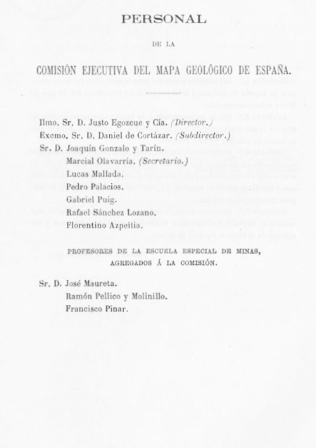 Página 4. Preliminares. Mapa Geológico de España. Tomo I, explicación por Lucas Mallada. Madrid. 1895.