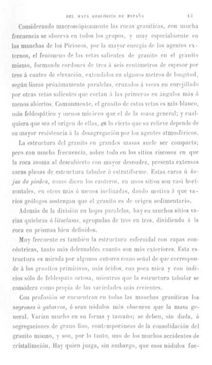 Página 18. Capítulo Primero. Mapa Geológico de España. Tomo I, explicación por Lucas Mallada. Madrid. 1895.