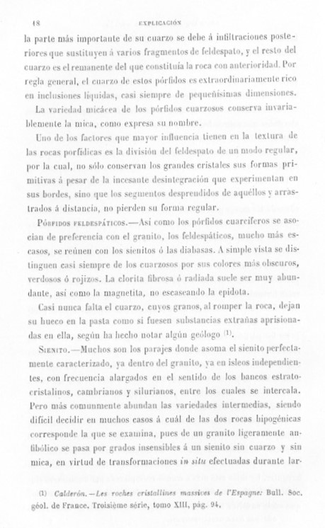 Página 23. Capítulo Primero. Mapa Geológico de España. Tomo I, explicación por Lucas Mallada. Madrid. 1895.