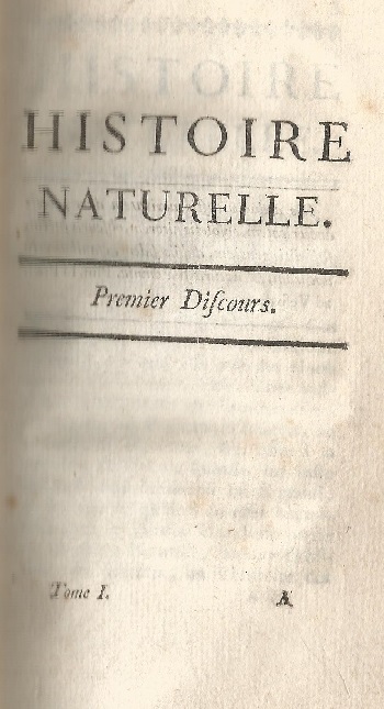 Histoire Naturelle Générale et Particuliére. Tome Premier. page 1.