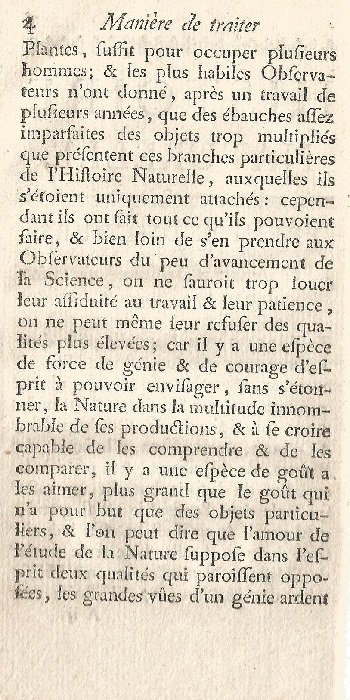 Histoire Naturelle Générale et Particuliére. Tome Premier. page 4.