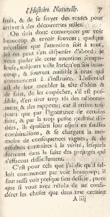 Histoire Naturelle Générale et Particuliére. Tome Premier. page 7.