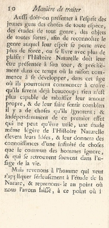 Histoire Naturelle Générale et Particuliére. Tome Premier. page 10.