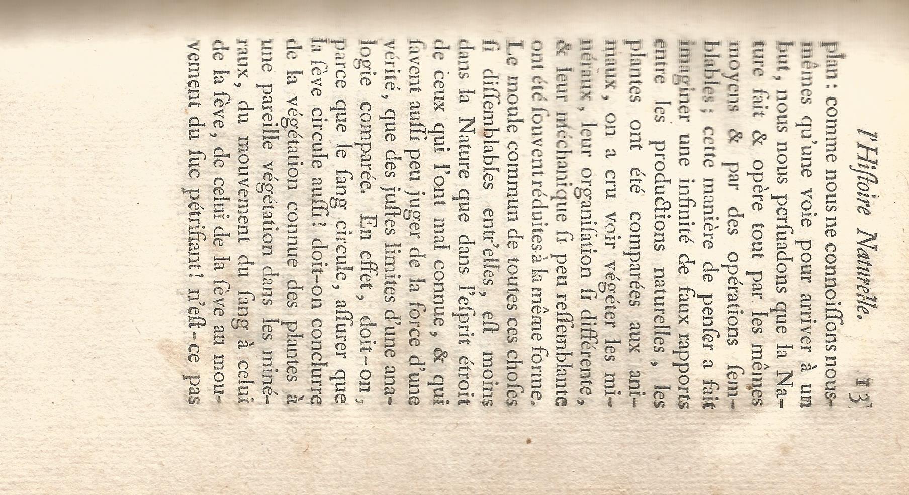 Histoire Naturelle Générale et Particuliére. Tome Premier. page 13.