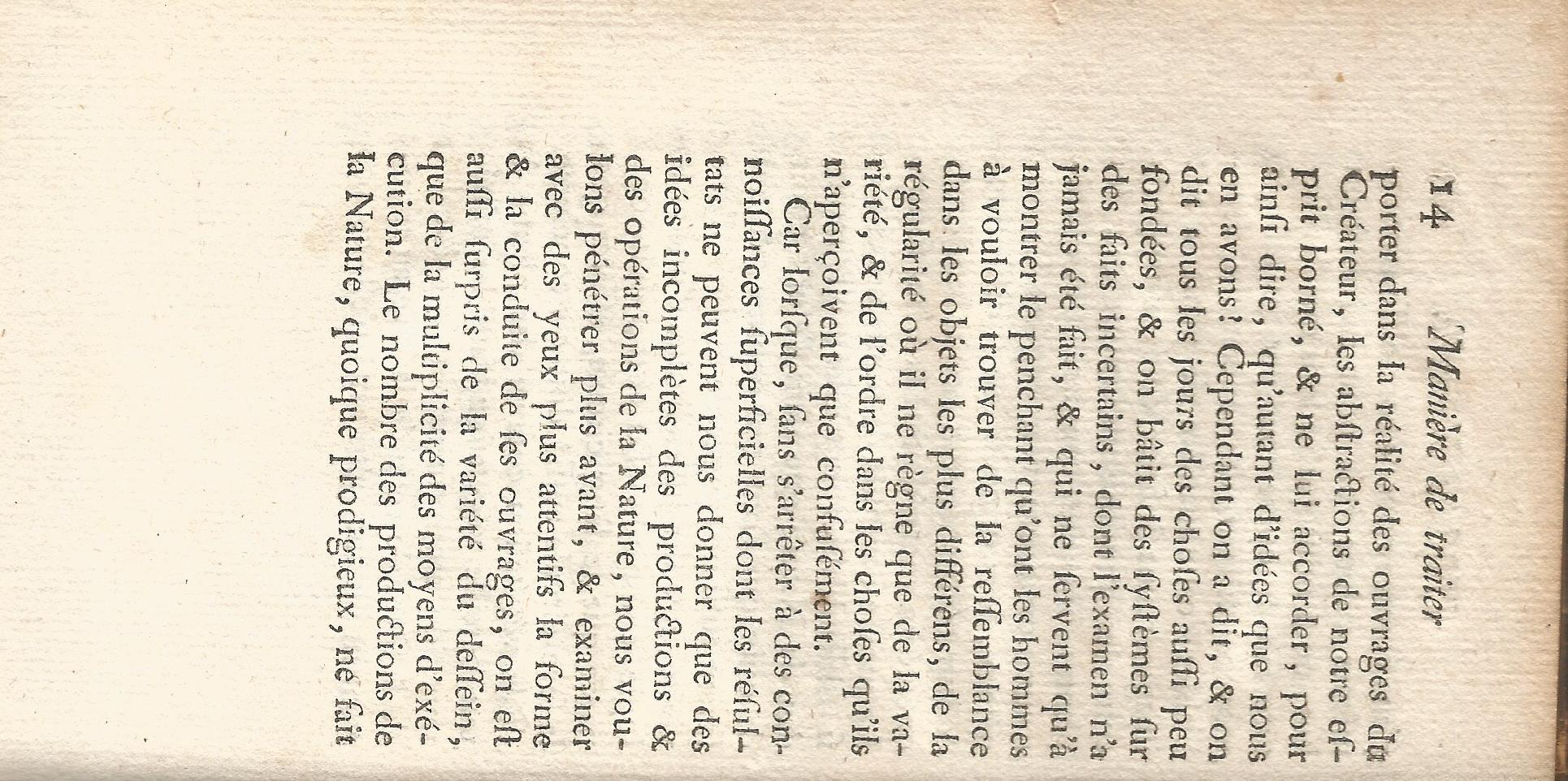 Histoire Naturelle Générale et Particuliére. Tome Premier. page 14.