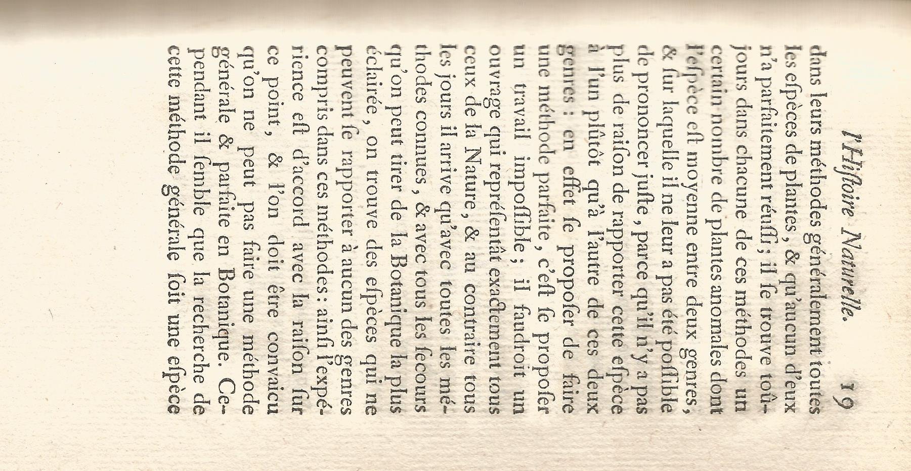 Histoire Naturelle Générale et Particuliére. Tome Premier. page 19.