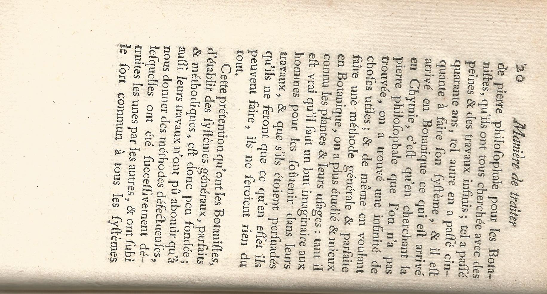 Histoire Naturelle Générale et Particuliére. Tome Premier. page 20.
