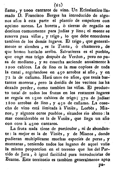 Historia de la Economía política de Aragón. Ignacio Jordán Claudio de Asso y del Río. 1798. Historia de la Economía política de Aragón. Ignacio Jordán Claudio de Asso y del Río. 1798. Página 62