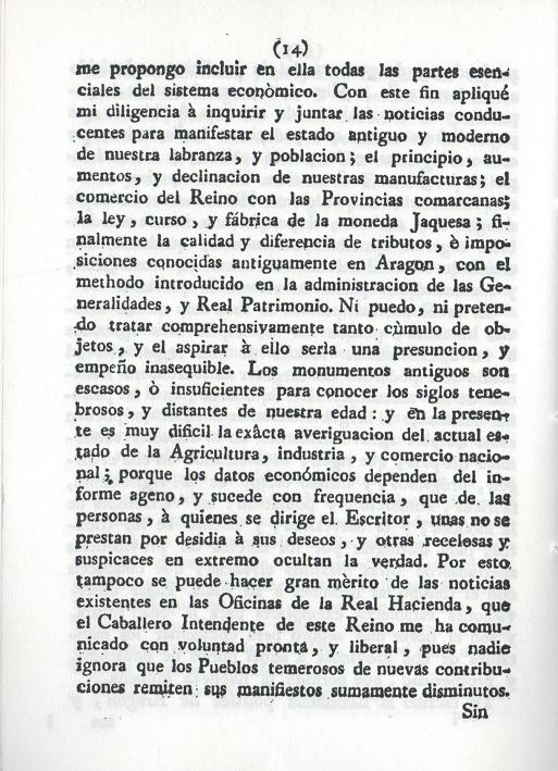 Historia de la Economía politica de Aragón. Ignacio Jordán Claudio de Asso y del Río. 1798. Historia de la Economía política de Aragón. Ignacio Jordán Claudio de Asso y del Río. 1798. Página 14