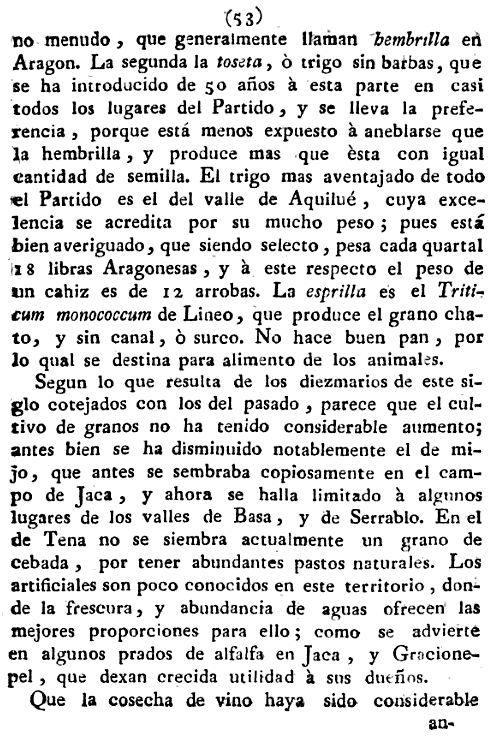 Historia de la Economía politica de Aragón. Ignacio Jordán Claudio de Asso y del Río. 1798. Historia de la Economía política de Aragón. Ignacio Jordán Claudio de Asso y del Río. 1798. Página 53