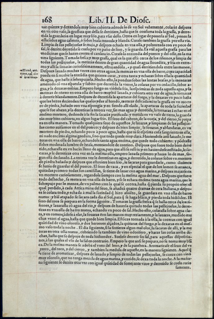De Materia Medica de Dioscorides. Amberes 1555. Libro II. 168