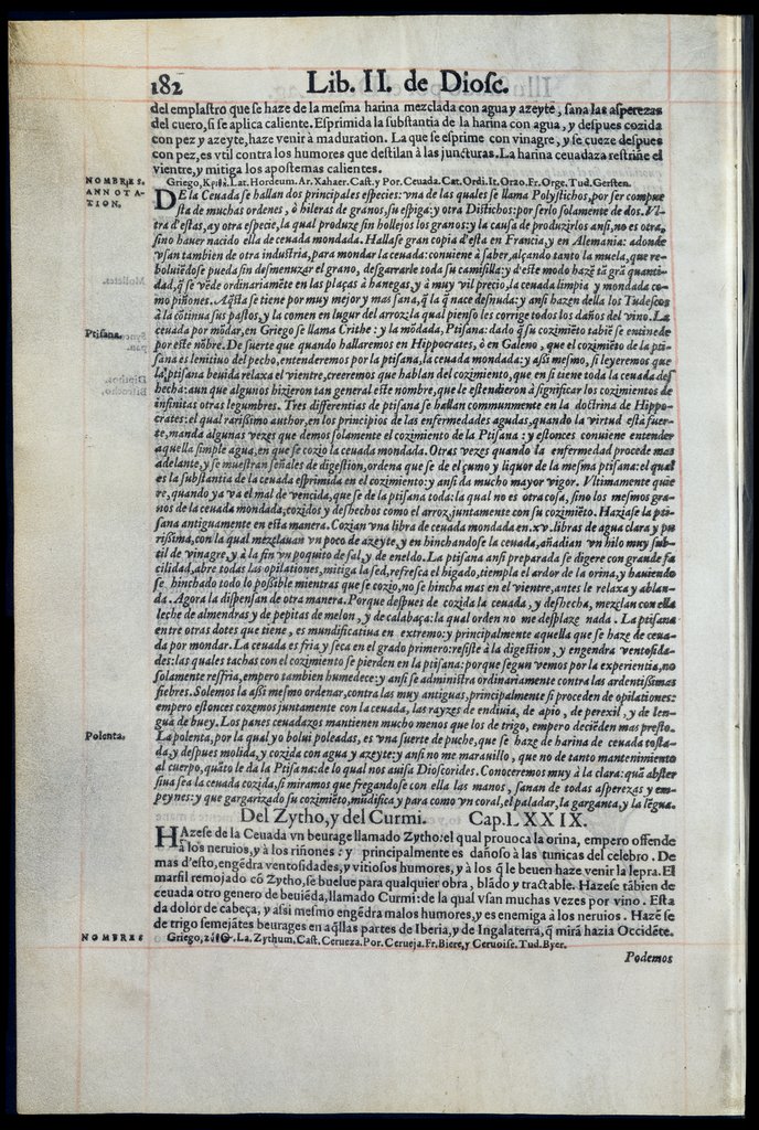 De Materia Medica de Dioscorides. Amberes 1555. Libro II. 182