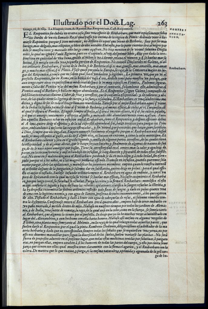 De Materia Medica de Dioscorides. Amberes 1555. Libro II. 263