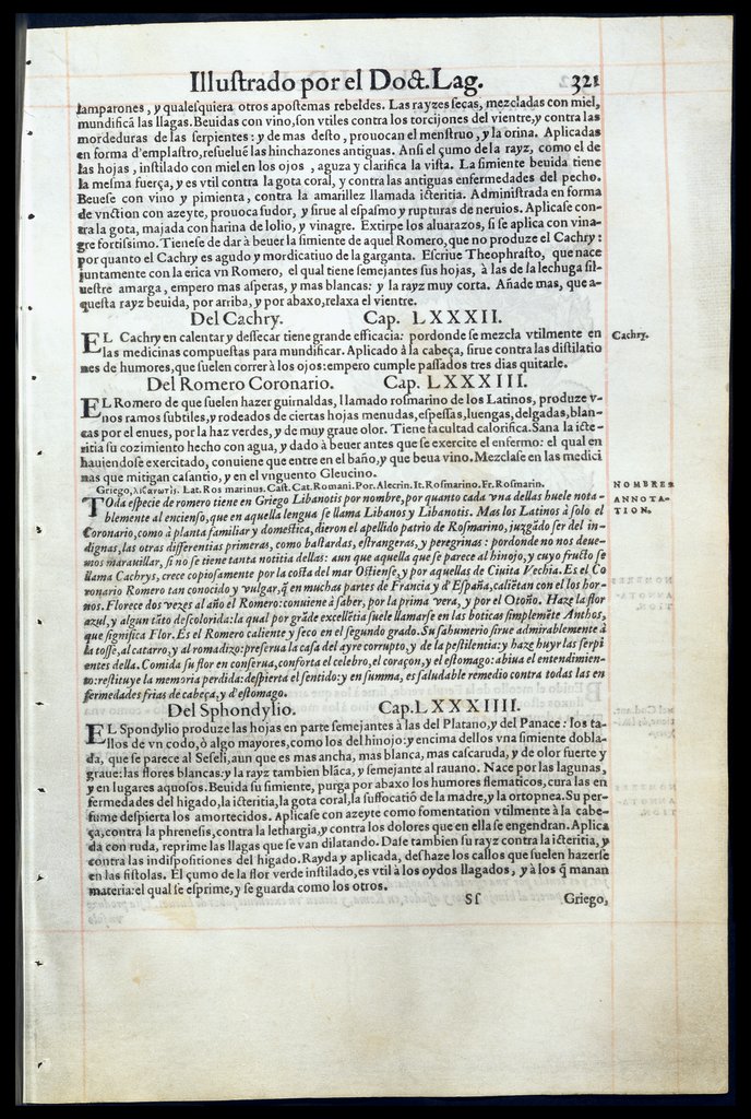 De Materia Medica de Dioscorides. Amberes 1555. Libro III. 321