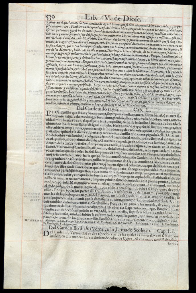 De Materia Medica de Dioscorides. Andres Laguna. Amberes 1555. Libro V. 530