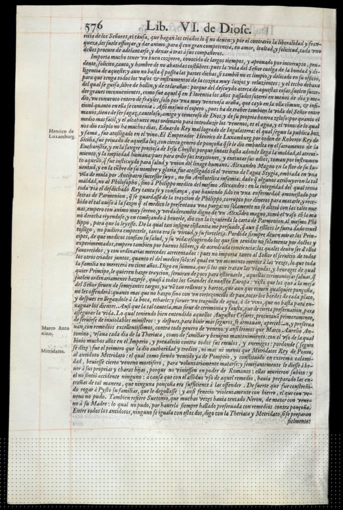 De Materia Medica de Dioscorides. Andres Laguna. Amberes 1555. Libro VI. 576