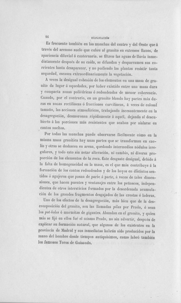 Página 26. Capítulo Primero. Mapa Geológico de España. Tomo I, explicación por Lucas Mallada. Madrid. 1895. Página 26. Capítulo Primero. Mapa Geológico de España. Tomo I, explicación por Lucas Mallada. Madrid. 1895.