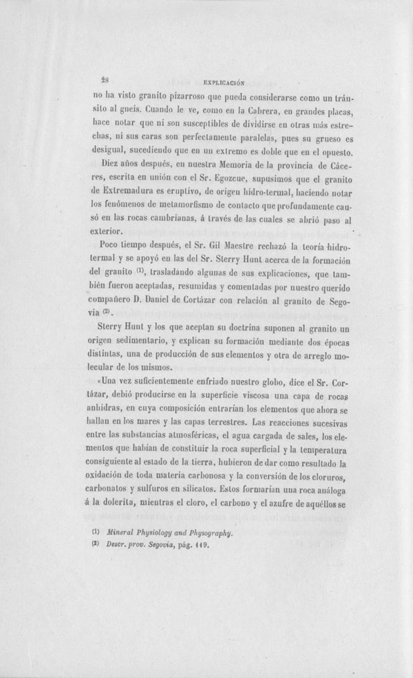 Página 28. Capítulo Primero. Mapa Geológico de España. Tomo I, explicación por Lucas Mallada. Madrid. 1895. Página 28. Capítulo Primero. Mapa Geológico de España. Tomo I, explicación por Lucas Mallada. Madrid. 1895.