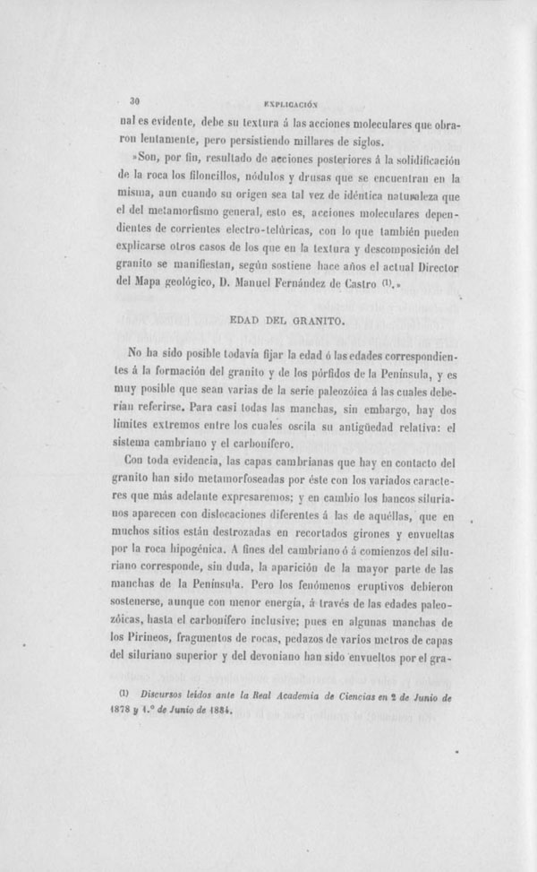 Página 30. Capítulo Primero. Mapa Geológico de España. Tomo I, explicación por Lucas Mallada. Madrid. 1895. Página 30. Capítulo Primero. Mapa Geológico de España. Tomo I, explicación por Lucas Mallada. Madrid. 1895.