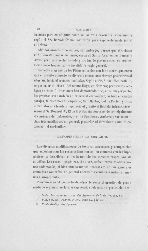 Página 32. Capítulo Primero. Mapa Geológico de España. Tomo I, explicación por Lucas Mallada. Madrid. 1895. Página 32. Capítulo Primero. Mapa Geológico de España. Tomo I, explicación por Lucas Mallada. Madrid. 1895.