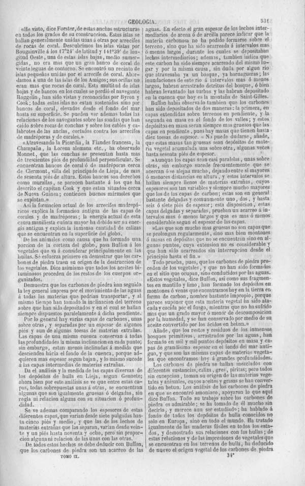 Página 531. Tomo noveno. Los Tres Reinos de la Naturaleza. Museo Pintoresco. Historia de la Geologia.