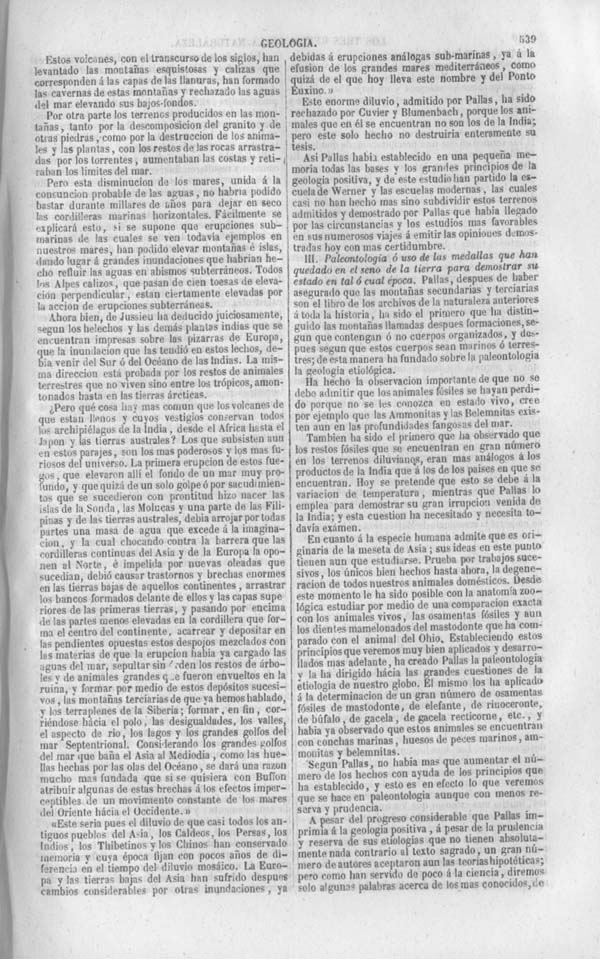 Página 539. Tomo noveno. Los Tres Reinos de la Naturaleza. Museo Pintoresco. Historia de la Geologia.