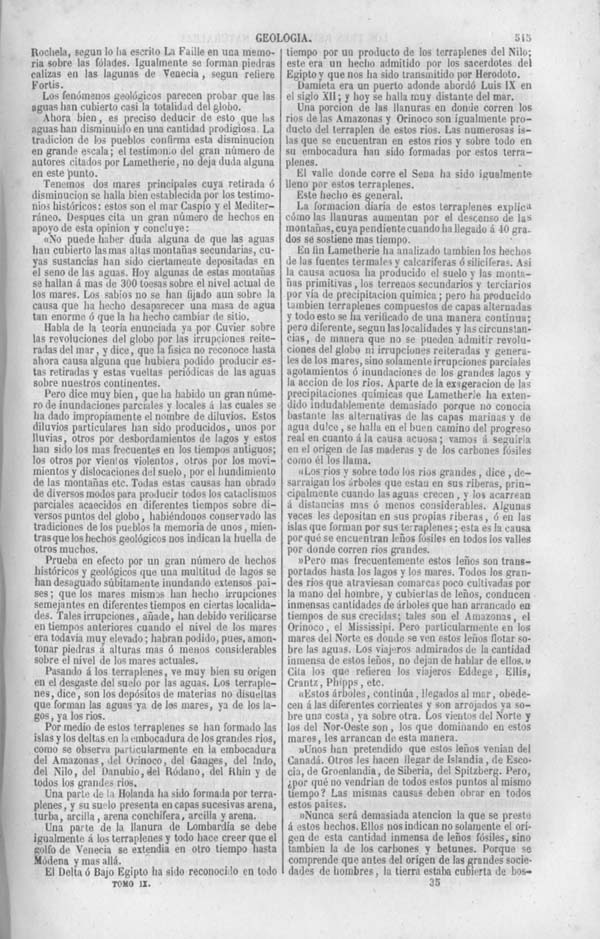 Página 545. Tomo noveno. Los Tres Reinos de la Naturaleza. Museo Pintoresco. Historia de la Geologia.