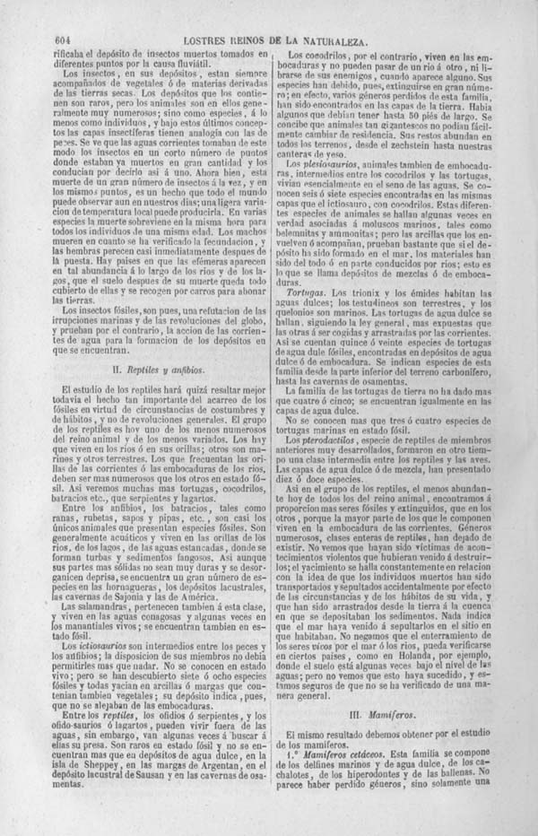 Página 604. Tomo noveno. Los Tres Reinos de la Naturaleza. Museo Pintoresco. Historia de la Geologia.
