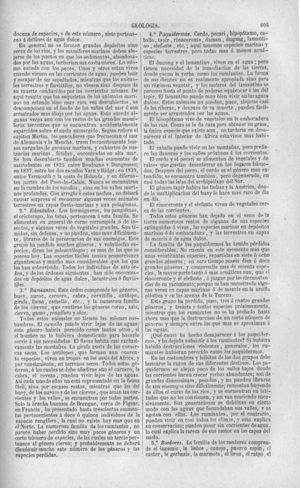 Página 605. Tomo noveno. Los Tres Reinos de la Naturaleza. Museo Pintoresco. Historia de la Geologia.