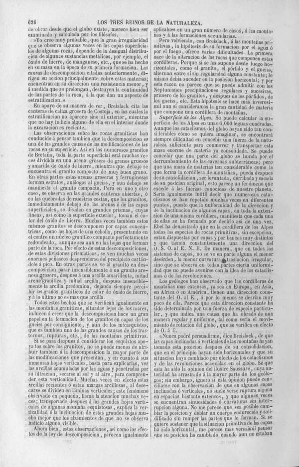 Página 626. Tomo noveno. Los Tres Reinos de la Naturaleza. Museo Pintoresco. Historia de la Geologia.