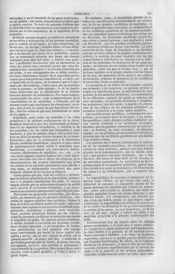 Página 627. Tomo noveno. Los Tres Reinos de la Naturaleza. Museo Pintoresco. Historia de la Geologia.