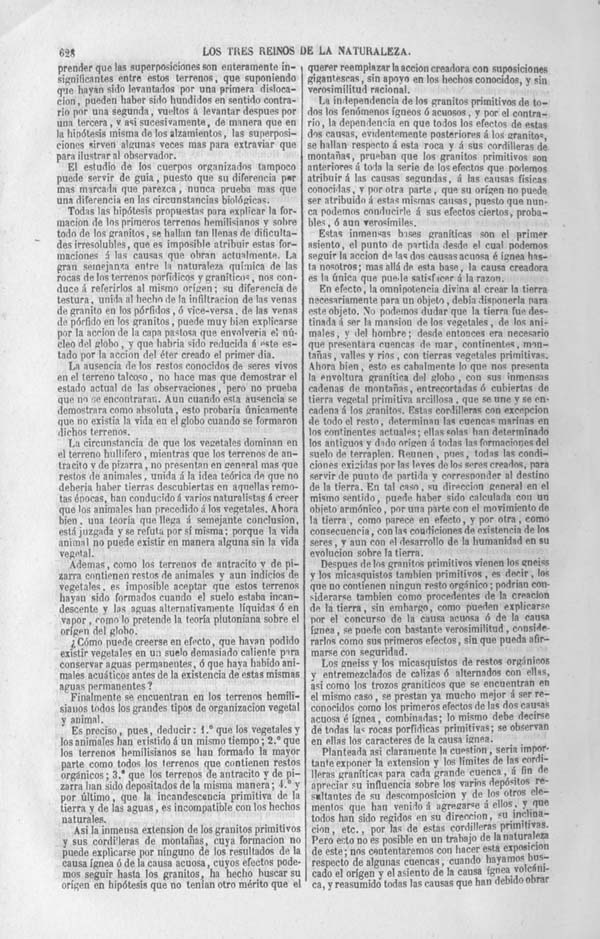 Página 628. Tomo noveno. Los Tres Reinos de la Naturaleza. Museo Pintoresco. Historia de la Geologia.