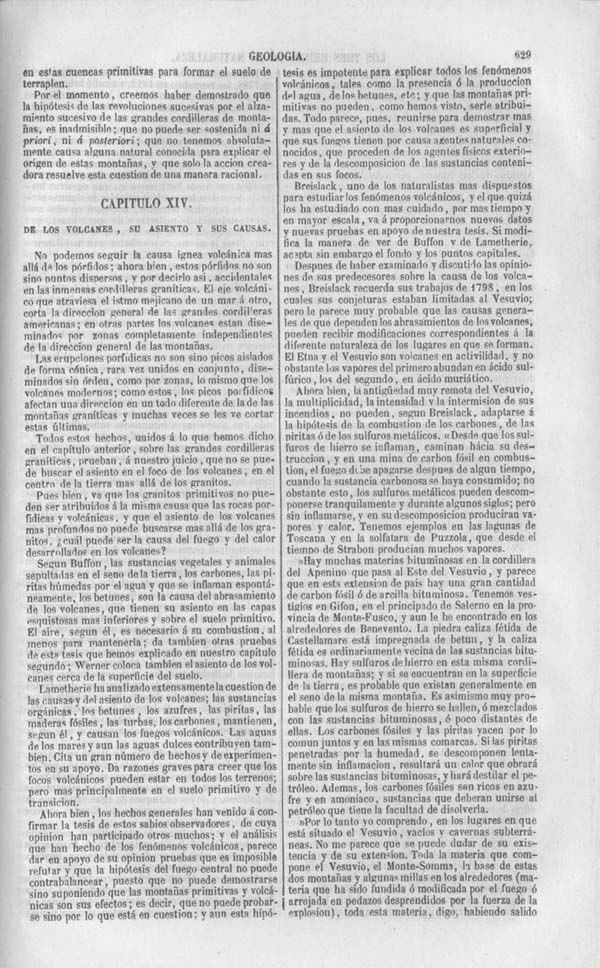 Página 629. Tomo noveno. Los Tres Reinos de la Naturaleza. Museo Pintoresco. Historia de la Geologia.