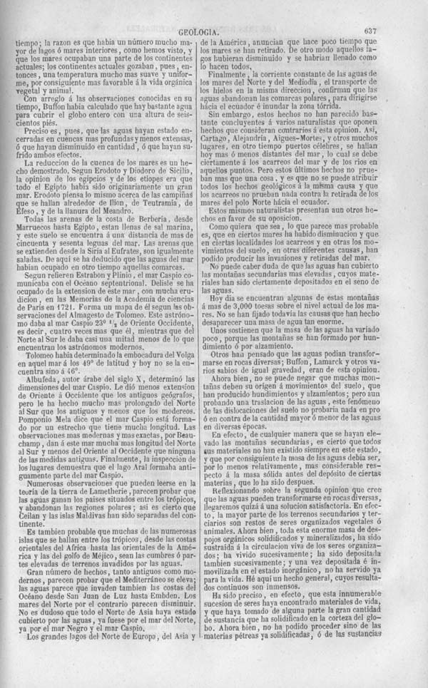 Página 637. Tomo noveno. Los Tres Reinos de la Naturaleza. Museo Pintoresco. Historia de la Geologia.