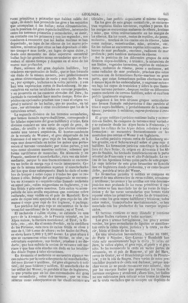 Página 645. Tomo noveno. Los Tres Reinos de la Naturaleza. Museo Pintoresco. Historia de la Geologia.