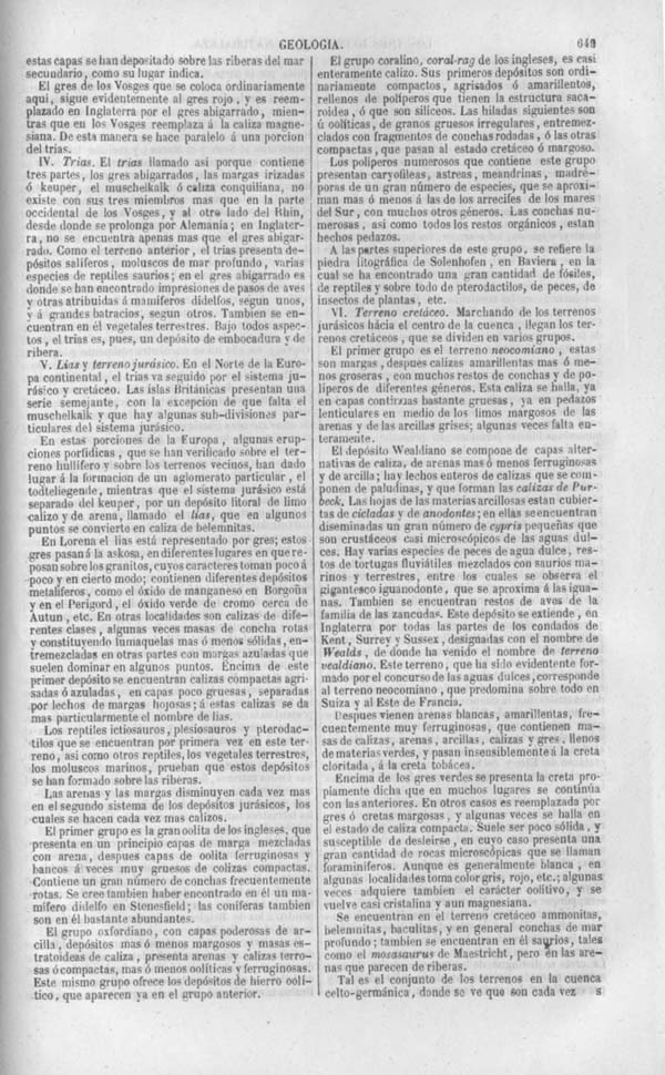 Página 649. Tomo noveno. Los Tres Reinos de la Naturaleza. Museo Pintoresco. Historia de la Geologia.