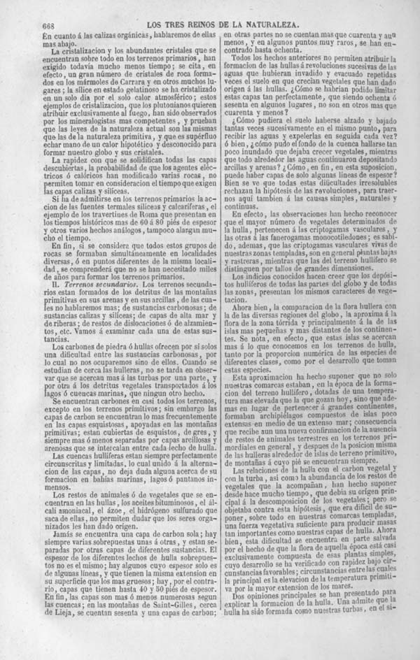 Página 668. Tomo noveno. Los Tres Reinos de la Naturaleza. Museo Pintoresco. Historia de la Geologia.