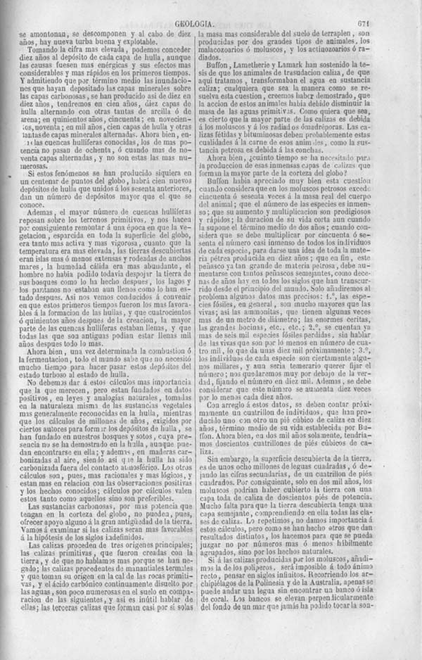 Página 671. Tomo noveno. Los Tres Reinos de la Naturaleza. Museo Pintoresco. Historia de la Geologia.
