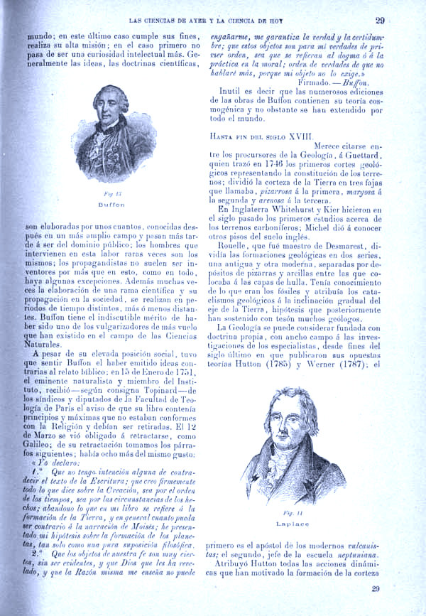 Página 29. Tomo I.  Tratado I. Historia Natural. Las ciencias de ayer y la ciencia de hoy.
