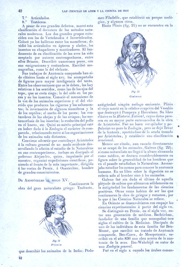 Página 42. Tomo I.  Tratado I. Historia Natural. Las ciencias de ayer y la ciencia de hoy.