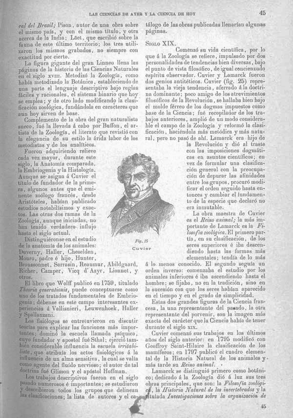 Página 45. Tomo I.  Tratado I. Historia Natural. Las ciencias de ayer y la ciencia de hoy.