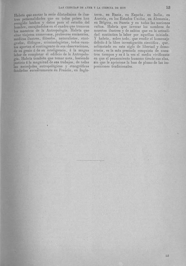 Página 53. Tomo I.  Tratado I. Historia Natural. Las ciencias de ayer y la ciencia de hoy.