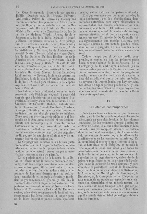 Página 60. Tomo I.  Tratado I. Historia Natural. Las ciencias de ayer y la ciencia de hoy.