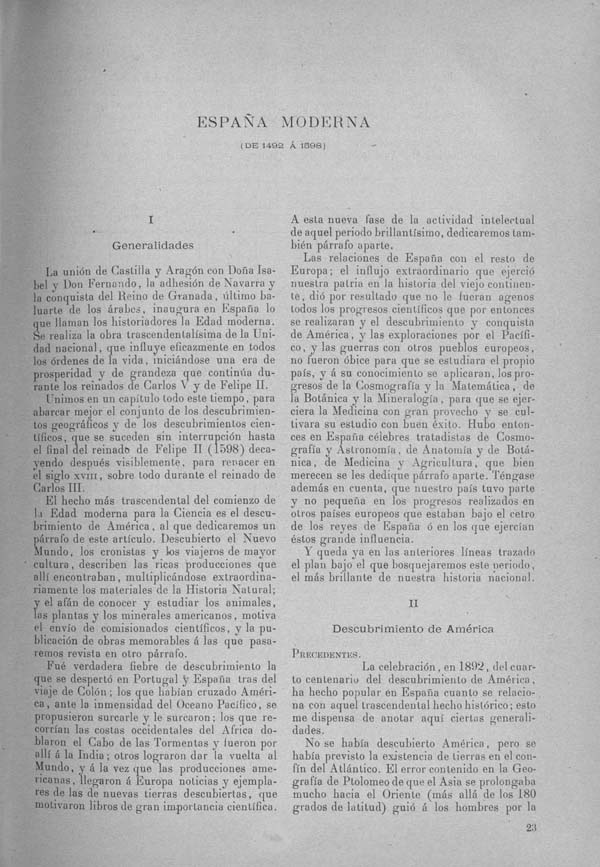 Página 85. Tomo I.  Tratado II.  Las Ciencias Naturales en España y America.