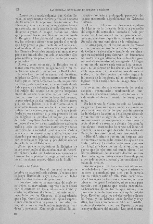 Página 90. Tomo I.  Tratado II.  Las Ciencias Naturales en España y America.