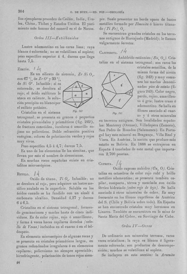 Página 304 Tomo I. Tratado V. Geología. Mineralogía especial.
