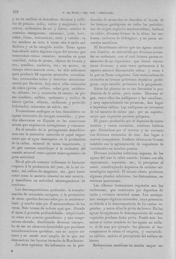 Página 418 Tomo I. Tratado VII. Geología. Fisiología de la tierra. Minerogenesia petrogenesia geogenesia.