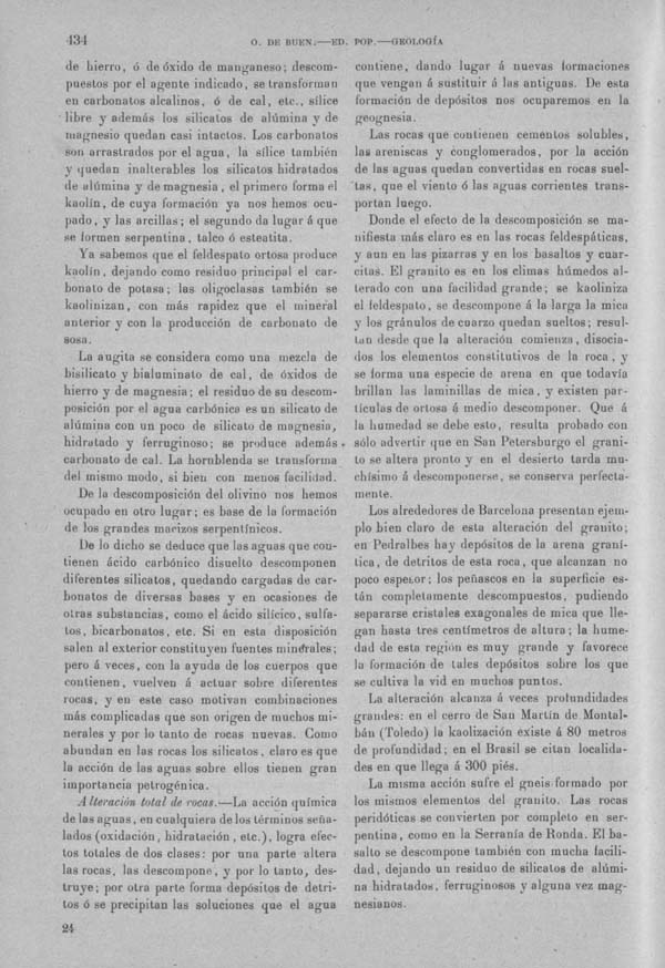 Página 434 Tomo I. Tratado VII. Geología. Fisiología de la tierra. Minerogenesia petrogenesia geogenesia.
