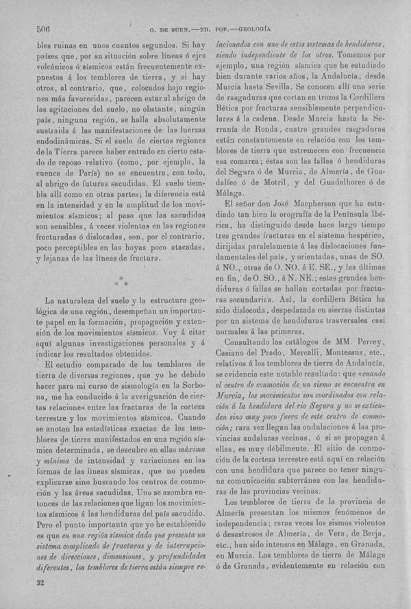 Página 507 Tomo I. Tratado VIII. Geología. Movimientos continentales y terremotos.