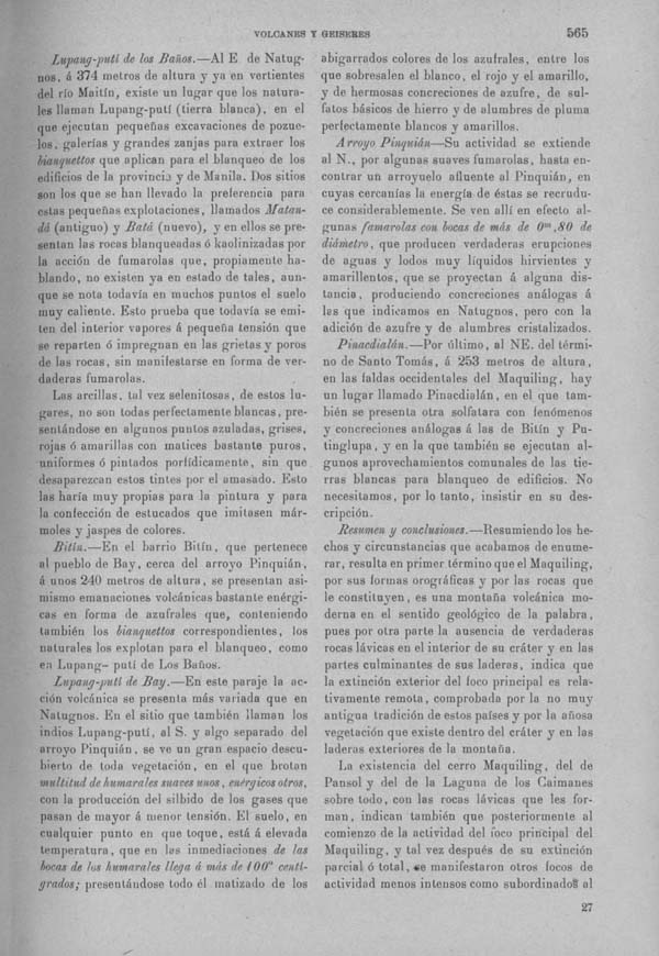 Página 565. Tomo I. Tratado IX. Geología. Volcanes y geiseres.